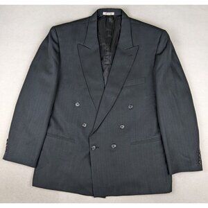 ITALIA MODA - MEN'S GRAY DOUBLE-BREASTED BLAZER JACKET SPORT COAT - SIZE 44R